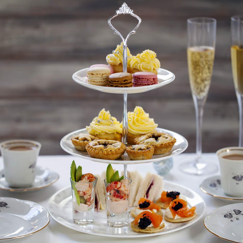 Happy Will 3 Tier Cake Stand Hardware Kits Heavy Duty for Tiered Fruit Cake Plate Stand Stable Handle Fitting Hardware Rod Cupcake Holder Support Silver Crown 5 Setsï¼ˆPlate not Includedï¼‰ - Image 5